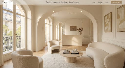 Intérieur lumineux d'un salon de beauté aux tons crème
