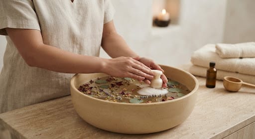 Rituel de lavage aux extraits botaniques