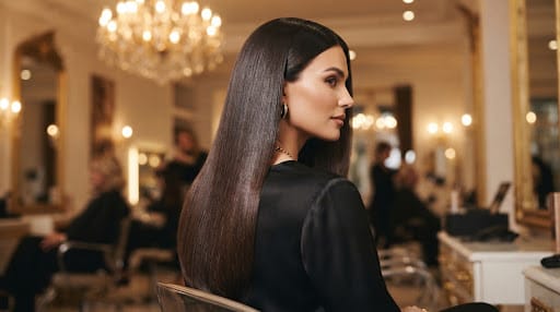 Chevelure brune lisse et brillante